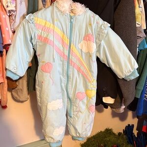 Vintage Colorful Baby Snowsuit with Rainbow Design
